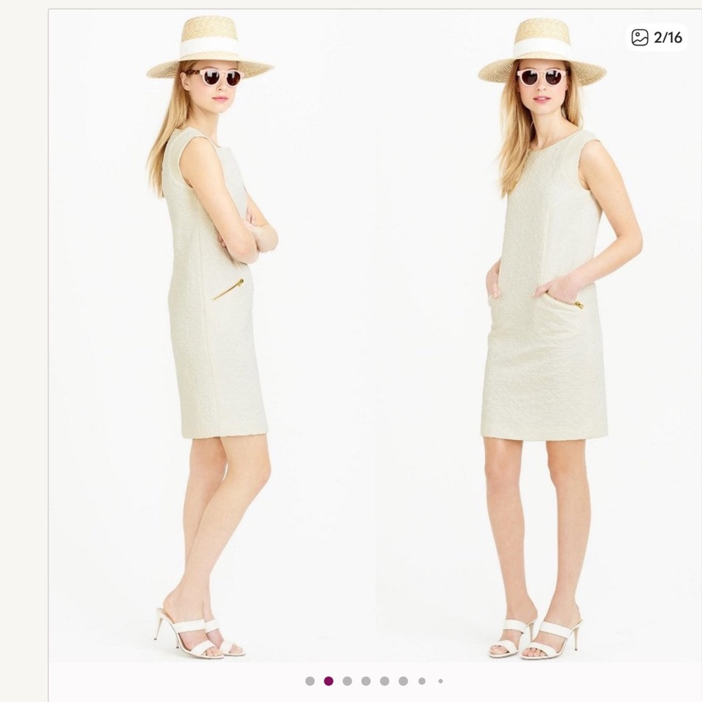 Elegant Cream J. CREW Jacquard NEW Shift Dress sz XS